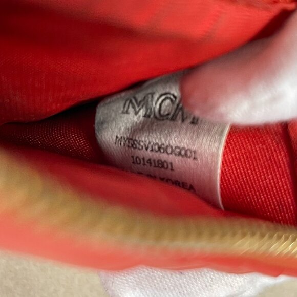 MCM  Visetos Grained Calfskin Tri-Fold Wallet - Marigold Orange - Preowned - Picture 13 of 15